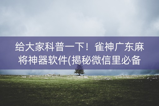 给大家科普一下！雀神广东麻将神器软件(揭秘微信里必备神器)