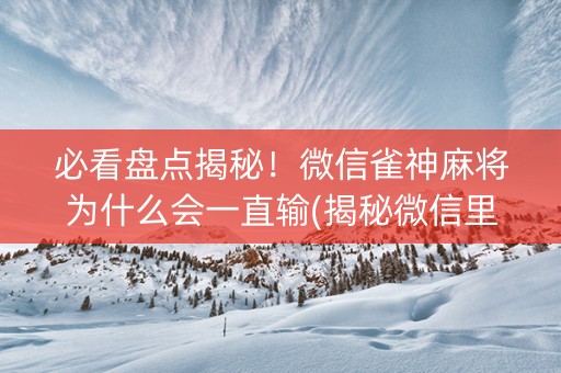 必看盘点揭秘！微信雀神麻将为什么会一直输(揭秘微信里助手软件)
