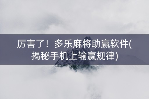 厉害了！多乐麻将助赢软件(揭秘手机上输赢规律)