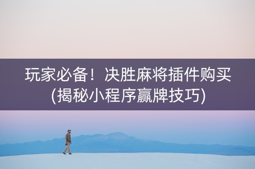 玩家必备！决胜麻将插件购买(揭秘小程序赢牌技巧)