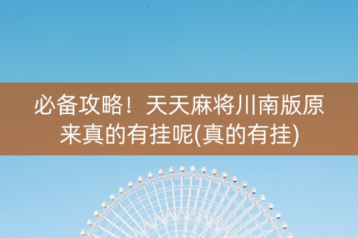 必备攻略！天天麻将川南版原来真的有挂呢(真的有挂)