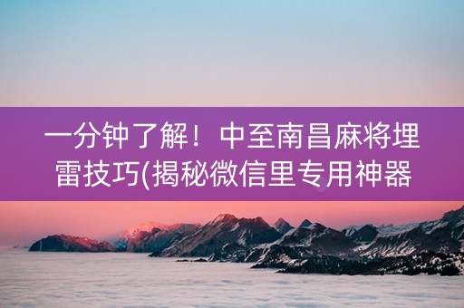 一分钟了解！中至南昌麻将埋雷技巧(揭秘微信里专用神器)