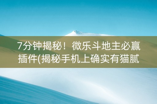 7分钟揭秘！微乐斗地主必赢插件(揭秘手机上确实有猫腻)