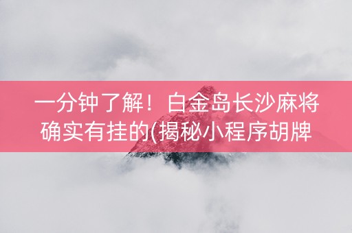 一分钟了解！白金岛长沙麻将确实有挂的(揭秘小程序胡牌神器)