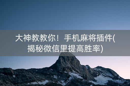 大神教教你！手机麻将插件(揭秘微信里提高胜率)