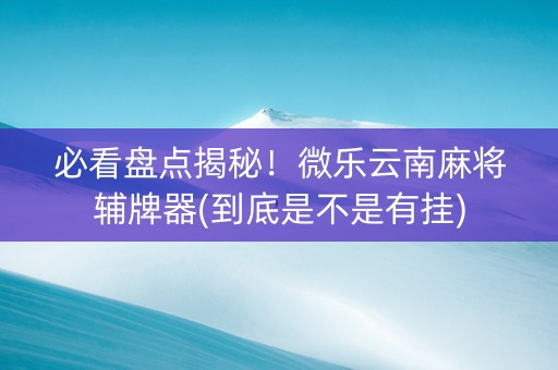 必看盘点揭秘！微乐云南麻将辅牌器(到底是不是有挂)