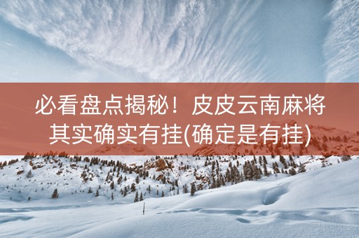 必看盘点揭秘！皮皮云南麻将其实确实有挂(确定是有挂)