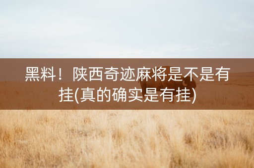 黑料！陕西奇迹麻将是不是有挂(真的确实是有挂)