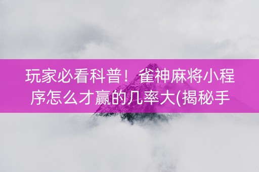玩家必看科普！雀神麻将小程序怎么才赢的几率大(揭秘手机上输赢技巧)