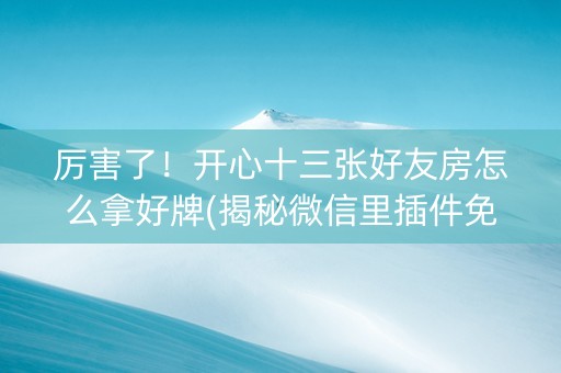 厉害了！开心十三张好友房怎么拿好牌(揭秘微信里插件免费)