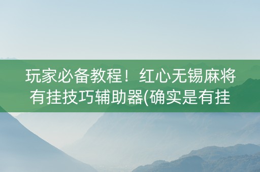 玩家必备教程！红心无锡麻将有挂技巧辅助器(确实是有挂)