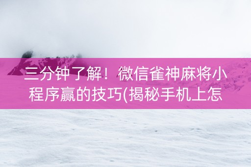 三分钟了解！微信雀神麻将小程序赢的技巧(揭秘手机上怎么容易赢)