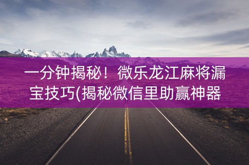 一分钟揭秘！微乐龙江麻将漏宝技巧(揭秘微信里助赢神器购买)