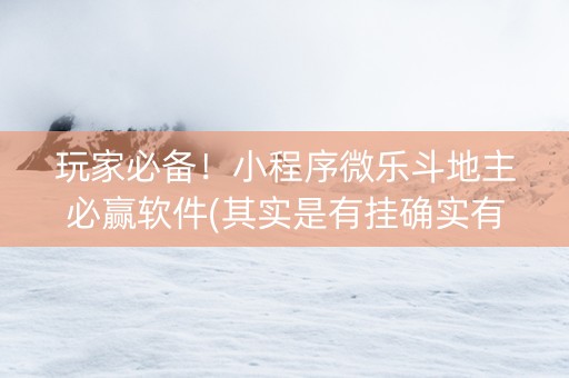 玩家必备！小程序微乐斗地主必赢软件(其实是有挂确实有挂)