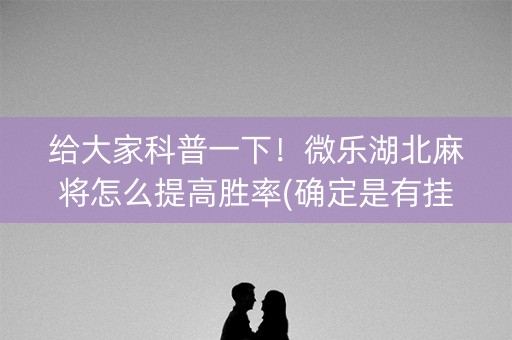 给大家科普一下！微乐湖北麻将怎么提高胜率(确定是有挂)