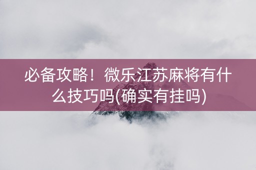 必备攻略！微乐江苏麻将有什么技巧吗(确实有挂吗)
