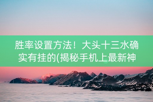 胜率设置方法！大头十三水确实有挂的(揭秘手机上最新神器下载)