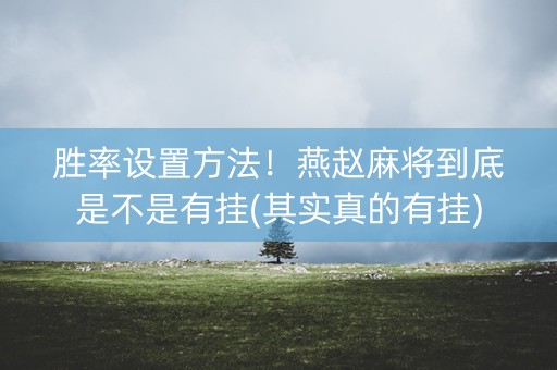 胜率设置方法！燕赵麻将到底是不是有挂(其实真的有挂)