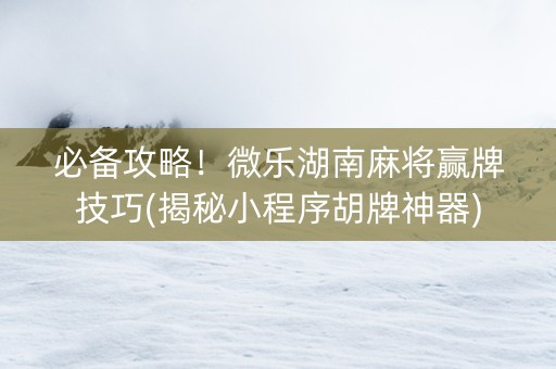 必备攻略！微乐湖南麻将赢牌技巧(揭秘小程序胡牌神器)