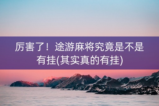 厉害了！途游麻将究竟是不是有挂(其实真的有挂)