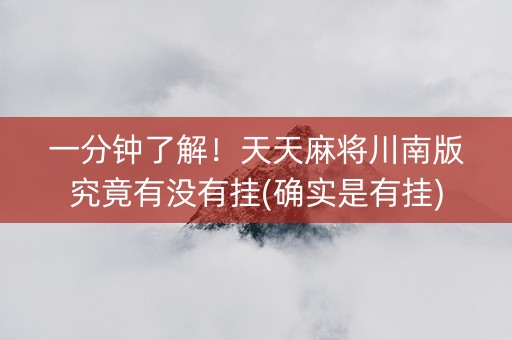 一分钟了解！天天麻将川南版究竟有没有挂(确实是有挂)