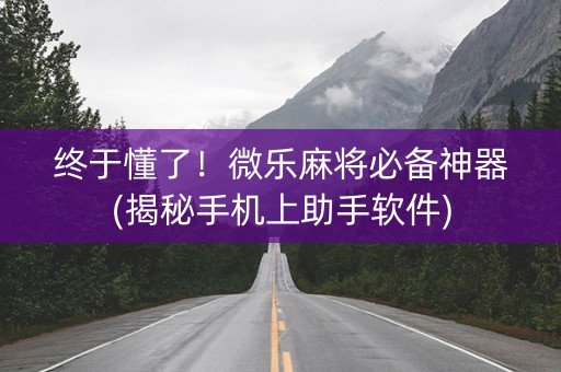 终于懂了！微乐麻将必备神器(揭秘手机上助手软件)