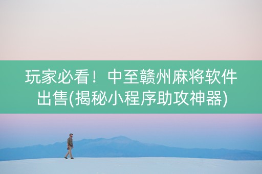 玩家必看！中至赣州麻将软件出售(揭秘小程序助攻神器)
