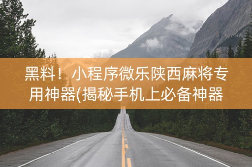 黑料！小程序微乐陕西麻将专用神器(揭秘手机上必备神器)