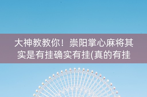 大神教教你！崇阳掌心麻将其实是有挂确实有挂(真的有挂确实有挂)