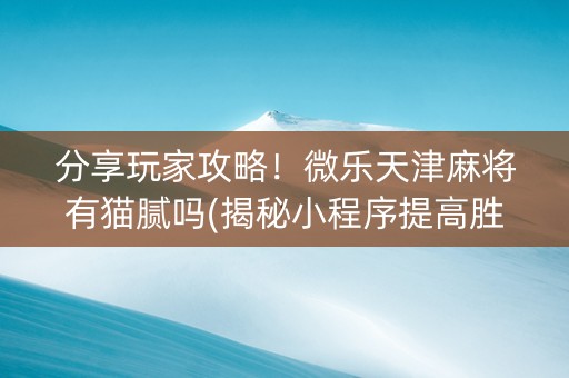 分享玩家攻略！微乐天津麻将有猫腻吗(揭秘小程序提高胜率)