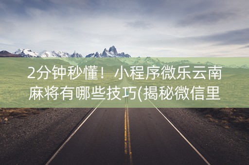 2分钟秒懂！小程序微乐云南麻将有哪些技巧(揭秘微信里赢的秘诀)