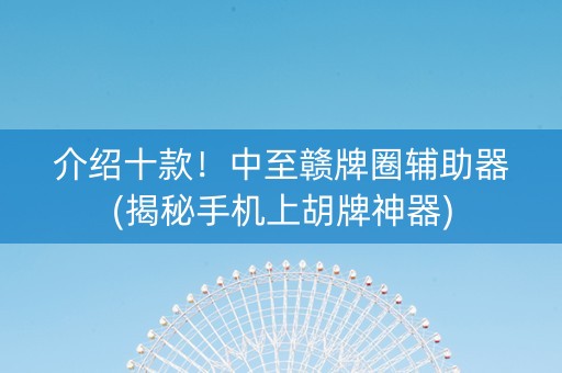 介绍十款！中至赣牌圈辅助器(揭秘手机上胡牌神器)