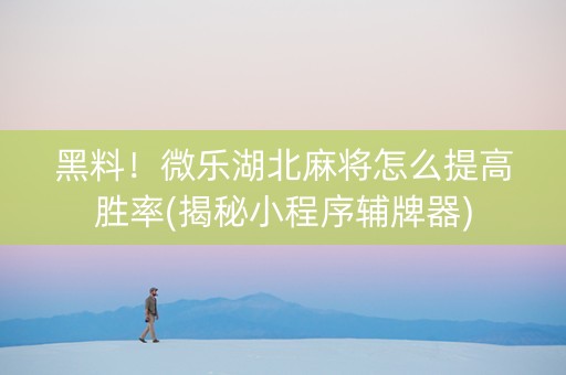 黑料！微乐湖北麻将怎么提高胜率(揭秘小程序辅牌器)