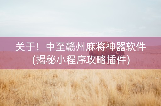 关于！中至赣州麻将神器软件(揭秘小程序攻略插件)
