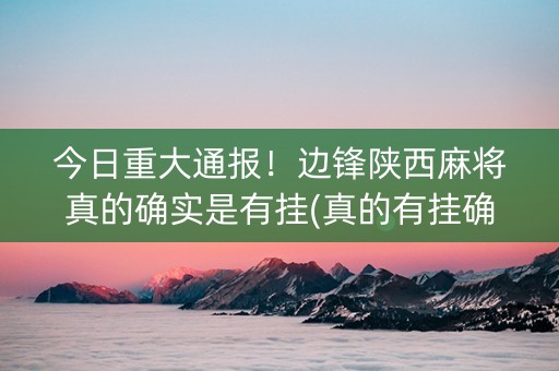今日重大通报！边锋陕西麻将真的确实是有挂(真的有挂确实有挂)