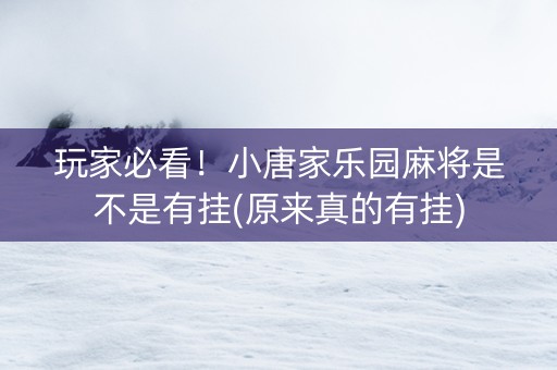 玩家必看！小唐家乐园麻将是不是有挂(原来真的有挂)