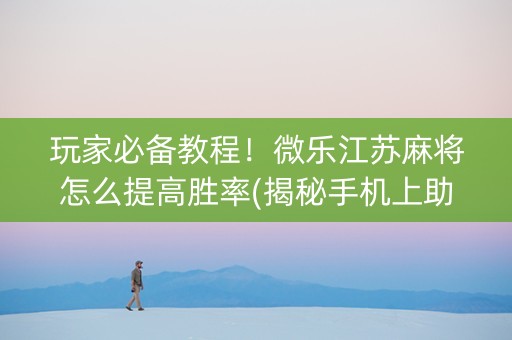 玩家必备教程！微乐江苏麻将怎么提高胜率(揭秘手机上助手软件)