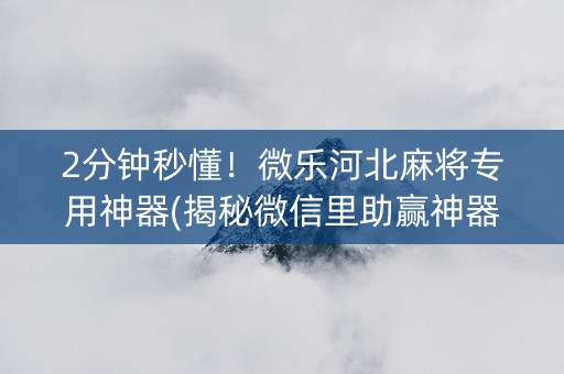 2分钟秒懂！微乐河北麻将专用神器(揭秘微信里助赢神器)