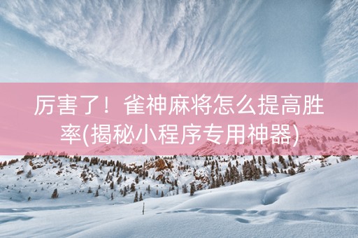 厉害了！雀神麻将怎么提高胜率(揭秘小程序专用神器)