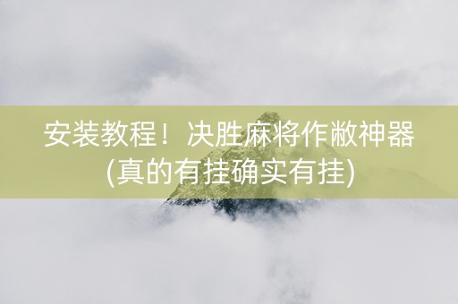 安装教程！决胜麻将作敝神器(真的有挂确实有挂)