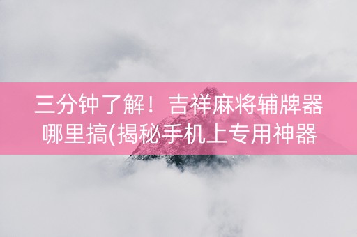三分钟了解！吉祥麻将辅牌器哪里搞(揭秘手机上专用神器下载)