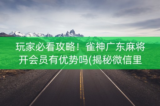 玩家必看攻略！雀神广东麻将开会员有优势吗(揭秘微信里自建房怎么赢)