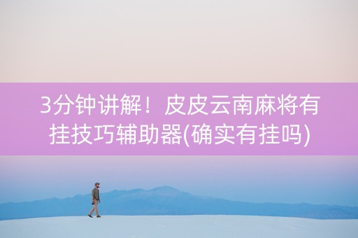 3分钟讲解！皮皮云南麻将有挂技巧辅助器(确实有挂吗)