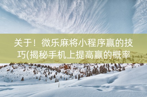 关于！微乐麻将小程序赢的技巧(揭秘手机上提高赢的概率)