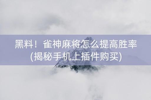 黑料！雀神麻将怎么提高胜率(揭秘手机上插件购买)