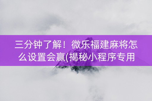三分钟了解！微乐福建麻将怎么设置会赢(揭秘小程序专用神器)
