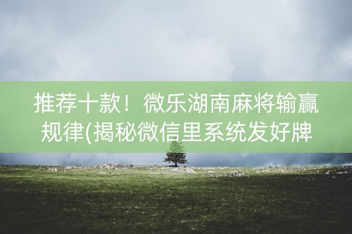 推荐十款！微乐湖南麻将输赢规律(揭秘微信里系统发好牌)