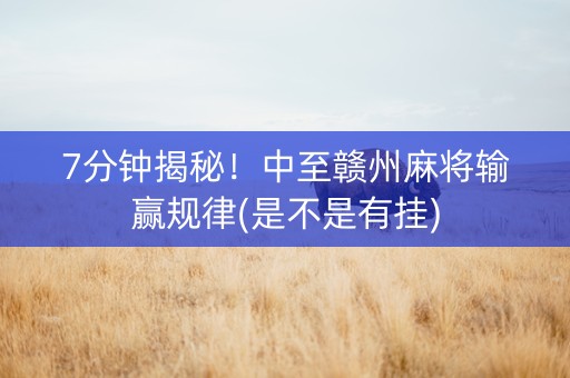 7分钟揭秘！中至赣州麻将输赢规律(是不是有挂)