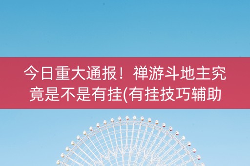 今日重大通报！禅游斗地主究竟是不是有挂(有挂技巧辅助器)