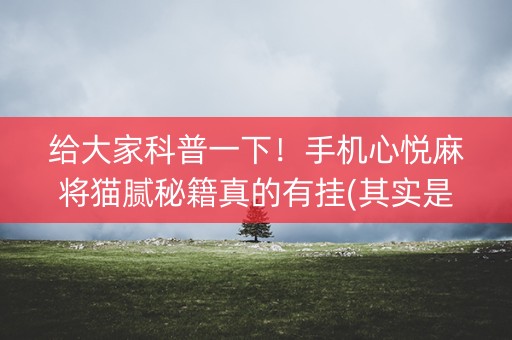 给大家科普一下！手机心悦麻将猫腻秘籍真的有挂(其实是有挂确实有挂)
